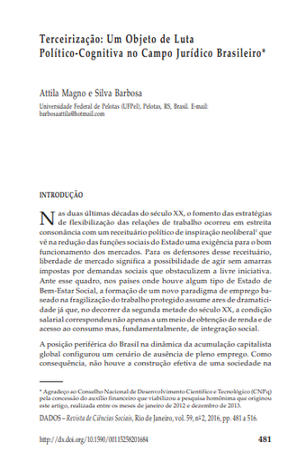 Terceirização: Um Objeto de Luta Político-Cognitiva no Campo Jurídico Brasileiro