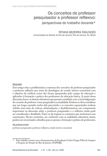 Os conceitos de professor pesquisador e professor reflexivo: perspectivas do trabalho docente