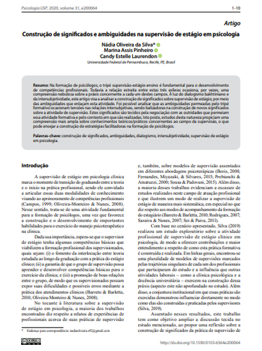 Construção de significados e ambiguidades na supervisão de estágio em psicologia