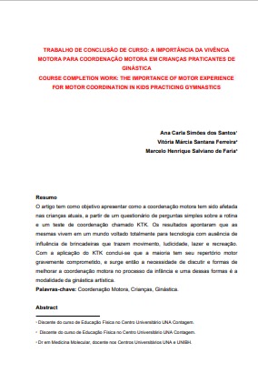 A importância da vivência motora para coordenação motora em crianças praticantes de ginástica