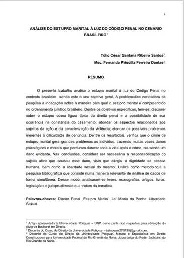 Análise do estupro marital à luz do código penal no cenário brasileiro