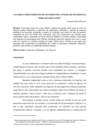 As cores como expressão de sentimentos: análise do figurino da série Sex Education