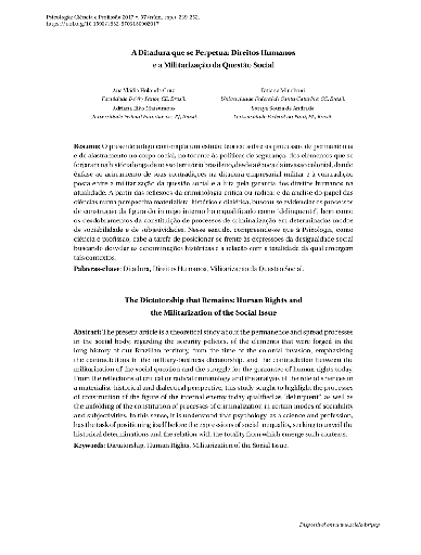 A Ditadura que se Perpetua: Direitos Humanos e a Militarização da Questão Social