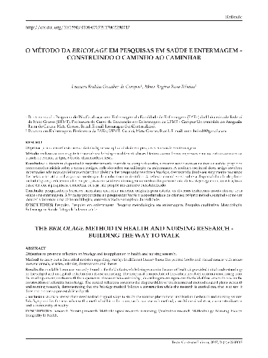 O MÉTODO DA BRICOLAGE EM PESQUISAS EM SAÚDE E ENFERMAGEM - CONSTRUINDO O CAMINHO AO CAMINHAR