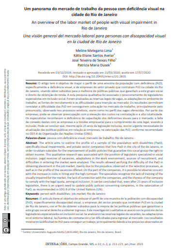 Um panorama do mercado de trabalho da pessoa com deficiência visual na cidade do Rio de Janeiro