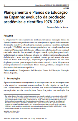 Planejamento e Planos de Educação na Espanha: evolução da produção acadêmica e científica 1978-2016