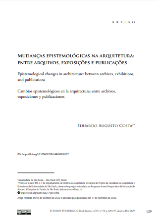 Mudanças epistemológicas na arquitetura: entre arquivos, exposições e publicações