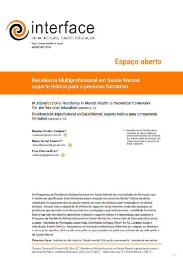 Residência Multiprofissional em Saúde Mental: suporte teórico para o percurso formativo