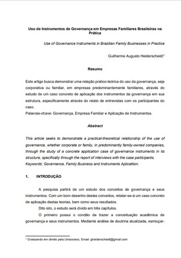 Uso de instrumentos de governança em empresas familiares brasileiras na prática