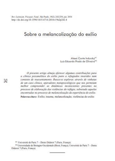 Sobre una melancolização do exílio