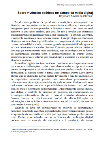 Sobre vivências poéticas no campo da mídia digital