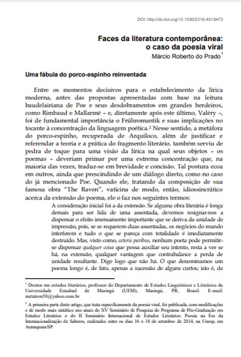 Faces da literatura contemporânea: o caso da poesia viral