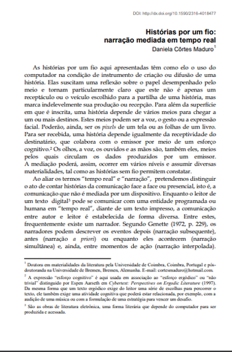 Histórias por um fio: narração mediada em tempo real