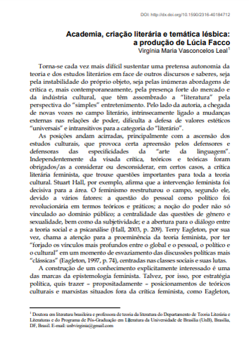 Academia, creación literaria y temática lésbica: una producción de Lúcia Facco