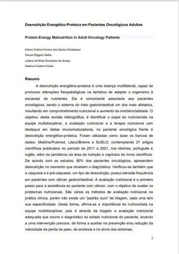 Desnutrição Energético-Proteica em Pacientes Oncológicos Adultos