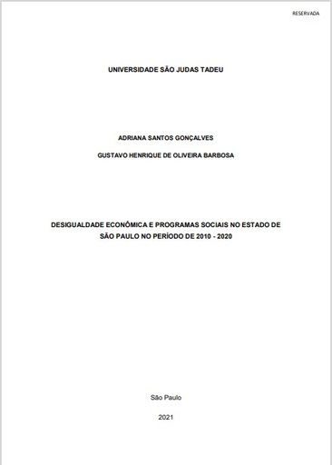 Desigualdade econômica e programas sociais no Estado de São Paulo no período de 2010-2020