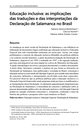 Educação inclusiva: as implicações das traduções e das interpretações da Declaração de Salamanca no Brasil