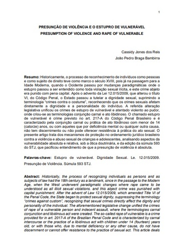 Presunção de violência e o estupro de vulnerável