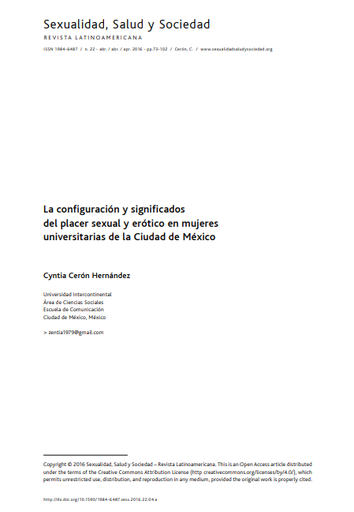 La configuración y significados del placer sexual y erótico en mujeres universitarias de la Ciudad de México