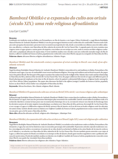 Bamboxê Obitikô e a expansão do culto aos orixás (século XIX): uma rede religiosa afroatlântica