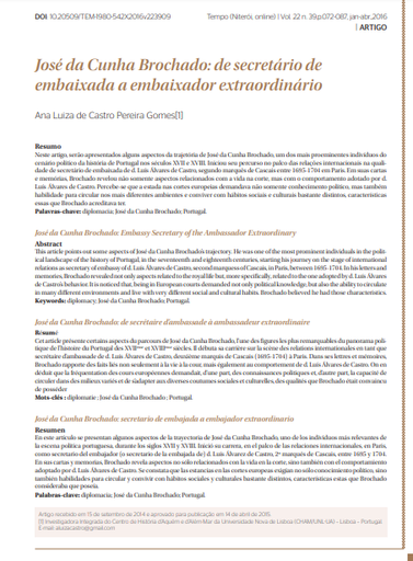 José da Cunha Brochado: de secretário de embaixada a embaixador extraordinário