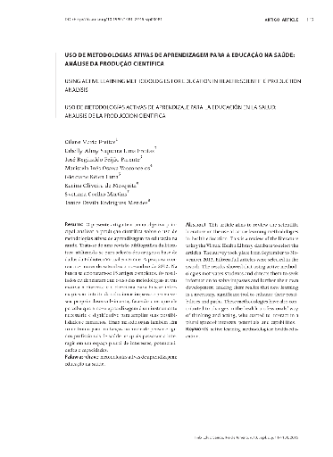 USO DE METODOLOGIAS ATIVAS DE APRENDIZAGEM PARA A EDUCAÇÃO NA SAÚDE: ANÁLISE DA PRODUÇÃO CIENTÍFICA