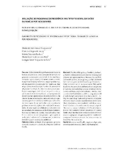 AVALIAÇÃO DE PROGRAMAS DE RESIDÊNCIA MULTIPROFISSIONAL EM SAÚDE DA FAMÍLIA POR INDICADORES