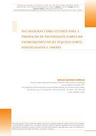 INCUBADORAS COMO VETORES PARA A PROMOÇÃO DE TECNOLOGIAS LIMPAS EM EMPREENDIMENTOS DE PEQUENO PORTE: POSSIBILIDADES E LIMITES