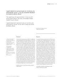 Legitimidade da representação em instâncias de participação social: o caso do Conselho Estadual de Saúde da Bahia, Brasil