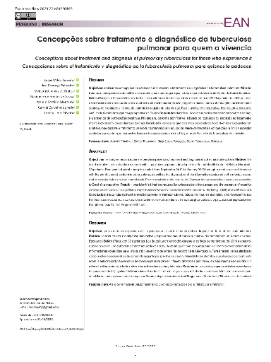 Concepções sobre tratamento e diagnóstico da tuberculose pulmonar para quem a vivencia