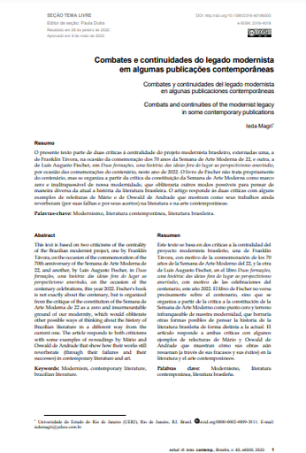 Combates e continuidades do legado modernista em algumas publicações contemporâneas