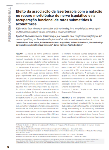 Efeito da associação da laserterapia com a natação no reparo morfológico do nervo isquiático e na recuperação funcional de ratos submetidos à axonotmese