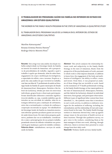 O TRABALHADOR NO PROGRAMA SAÚDE DA FAMÍLIA NO INTERIOR DO ESTADO DO AMAZONAS: UM ESTUDO QUALITATIVO