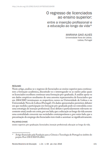 O regresso de licenciados ao ensino superior: entre a inserção profissional e a educação ao longo da vida