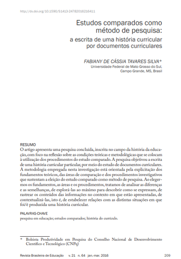 Estudos comparados como método de pesquisa: a escrita de uma história curricular por documentos curriculares