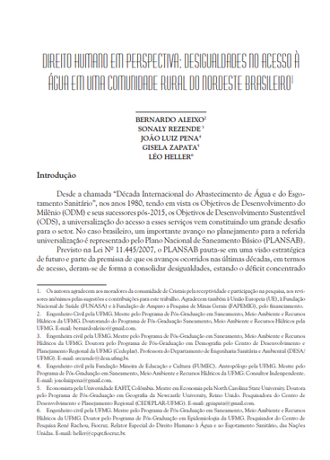 Human Right in Perspective: Inequalities in Access to Water in a Rural Community of the Brazilian Northeast