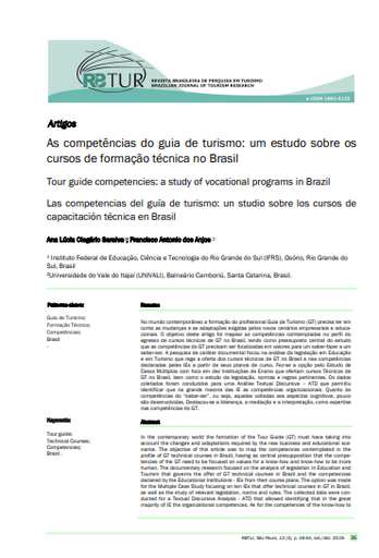 Tour guide competencies: a study of vocational programs in Brazil