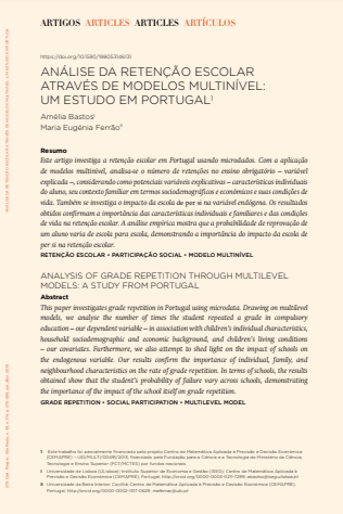 ANALYSIS OF GRADE REPETITION THROUGH MULTILEVEL MODELS: A STUDY FROM PORTUGAL
