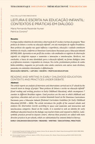 READING AND WRITING IN EARLY CHILDHOOD EDUCATION: CONTEXTS AND PRACTICES UNDER DEBATE