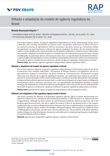 Diffusion and adaptation of the regulatory agency model in Brazil