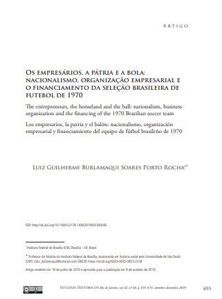 Os empresários, a pátria e a bola: nacionalismo, organização empresarial e o financiamento da seleção brasileira de futebol de 1970