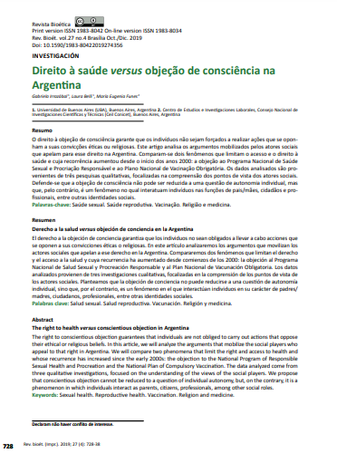 Derecho a la salud versus objeción de conciencia en la Argentina