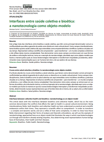 Interfaces entre saúde coletiva e bioética: a nanotecnologia como objeto-modelo