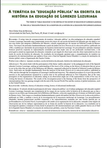 A temática da ‘educação pública’ na escrita da história da educação de Lorenzo Luzuriaga