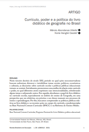 Currículo, poder e a política do livro didático de geografia no Brasil