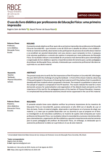 O uso do livro didático por professores de Educação Física: uma primeira impressão