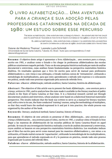 O livro alfabetização... Uma aventura para a criança e sua adoção pelas professoras catarinenses na década de 1980: um estudo sobre esse percurso