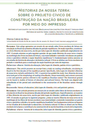 Historias da nossa terra: sobre o projeto cívico de construção da nação brasileira por meio do impresso