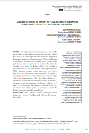 AS DIMENSÕES SOCIAIS DA CIÊNCIA E DA TECNOLOGIA EM LIVROS DIDÁTICOS INTEGRADOS DE CIÊNCIAS DO 4º ANO DO ENSINO FUNDAMENTAL