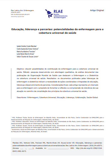 Education, leadership and partnerships: nursing potential for Universal Health Coverage